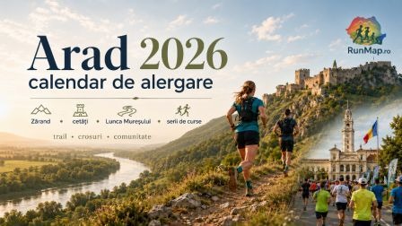 Calendarul alergării în județul Arad 2026, cu evenimente de trail, crosuri urbane, curse în Munții Zărandului, Lunca Mureșului, Șiria, Ineu și seriile A.T.I.A. Trail Trilogy, Ultra Zărand și Crosul Cetăților