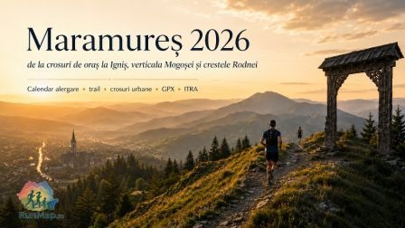 Calendarul alergării în județul Maramureș 2026, cu evenimente de trail, crosuri urbane, curse pe Mogoșa, Igniș și în Munții Rodnei, prezentate de RunMap.ro.