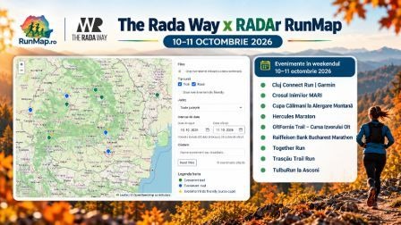 Radar RunMap pentru weekendul 10–11 octombrie 2026, cu evenimente de alergare pe șosea și trail din România și Republica Moldova și selecția last minute 2–4 octombrie.