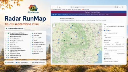 Cover Radar RunMap pentru perioada 10–13 septembrie 2026 și last minute 4–6 septembrie 2026, cu evenimente de alergare din România și Republica Moldova, evidențiind tandemul de la Râșnov și selecția principală de trail, șosea și curse community.