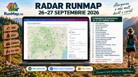Radar RunMap pentru weekendul 26–27 septembrie 2026, cu evenimente de trail și șosea din România și Republica Moldova și selecția last minute 19–20 septembrie.