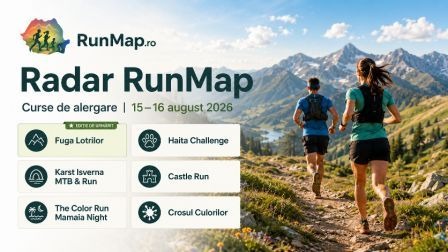 Radar RunMap cu Fuga Lotrilor, Haita Challenge, Karst Isverna și cursele de alergare din weekendul 15–16 august 2026